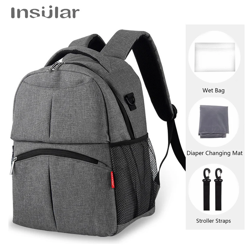 

Insular High capacity diaper bag baby stroller bag bottle insulation bag Resin Mesh breathable Travel backpack mummy Nursing Bag