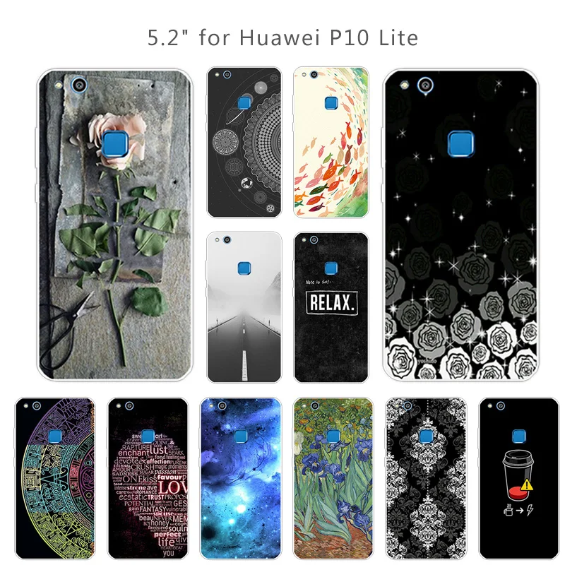 5 2-дюймовый чехол для Huawei P10 Lite силиконовый из ТПУ и мрамора задняя крышка мягкий
