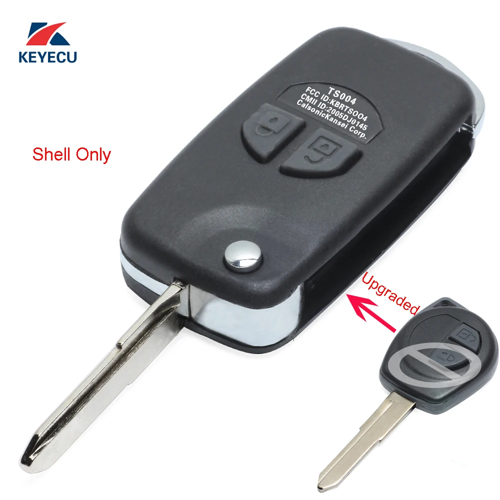 KEYECU Replacement Upgraded Flip Remote Key Shell Case Fob 2 Button for