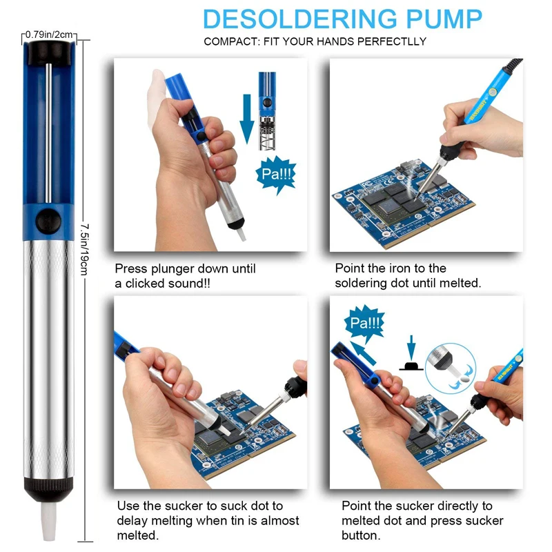 Electric Soldering Iron Kit 110V 220V 60W Adjustable Temperature Soldering Iron Set With Desoldeirng Pump Welding Tip Stand Tool