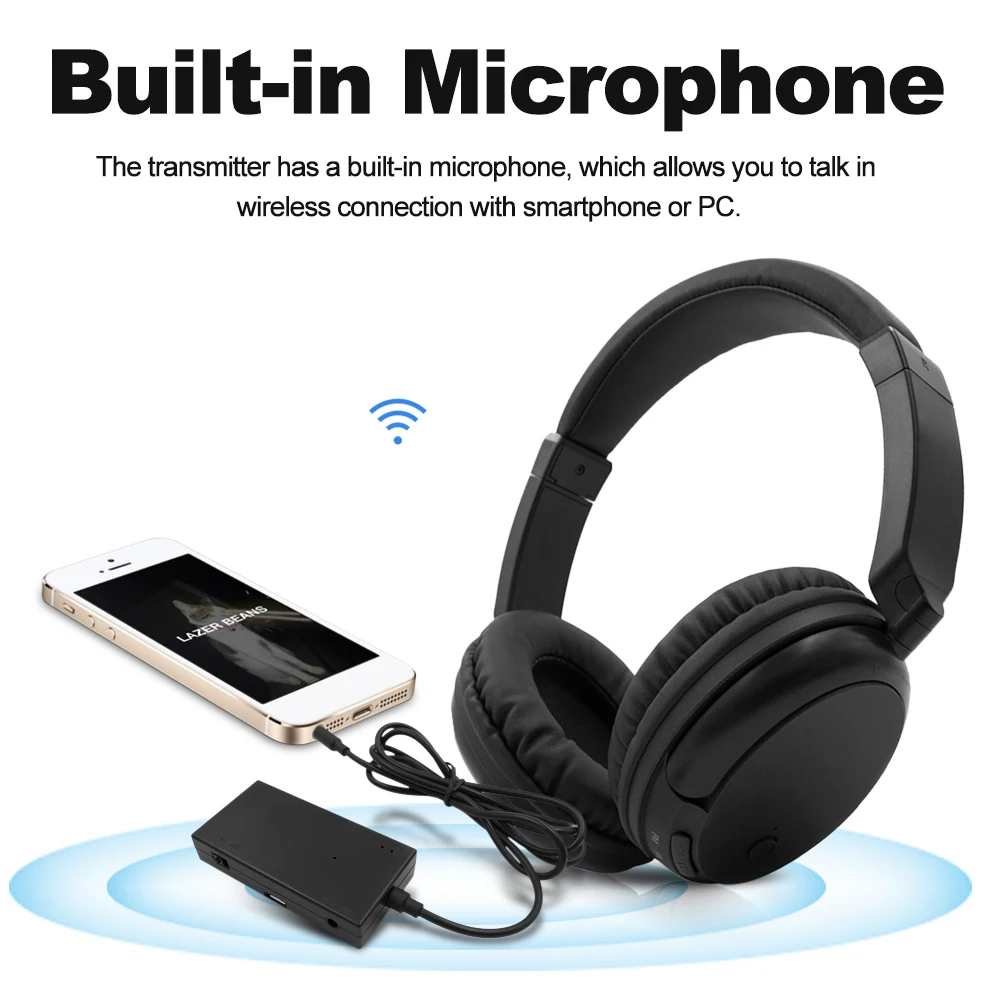 1 * Headphone 1 * Transmitter with 3.5mm Audio Cable 1 * 3.5mm Audio Cable  1 * RCA Audio Adapter 1 * Micro USB Charging Cables 1 * User Manual  (English)
