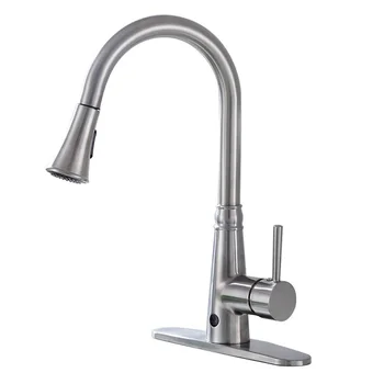 

Pull-down Single Handle Brushed Nickel Kitchen Faucet Zinc Brass 3 function Spray Head Kitchen Faucets KC44424
