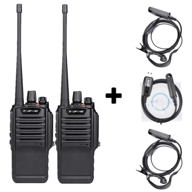 2 шт. Baofeng BF-9700 высокое Мощность иди и болтай Walkie Talkie BF 9700 дальний радиостанцией Профессиональный Ham Радио УВЧ радио Comunicador 10 км - Цвет: Add 2headset1cable