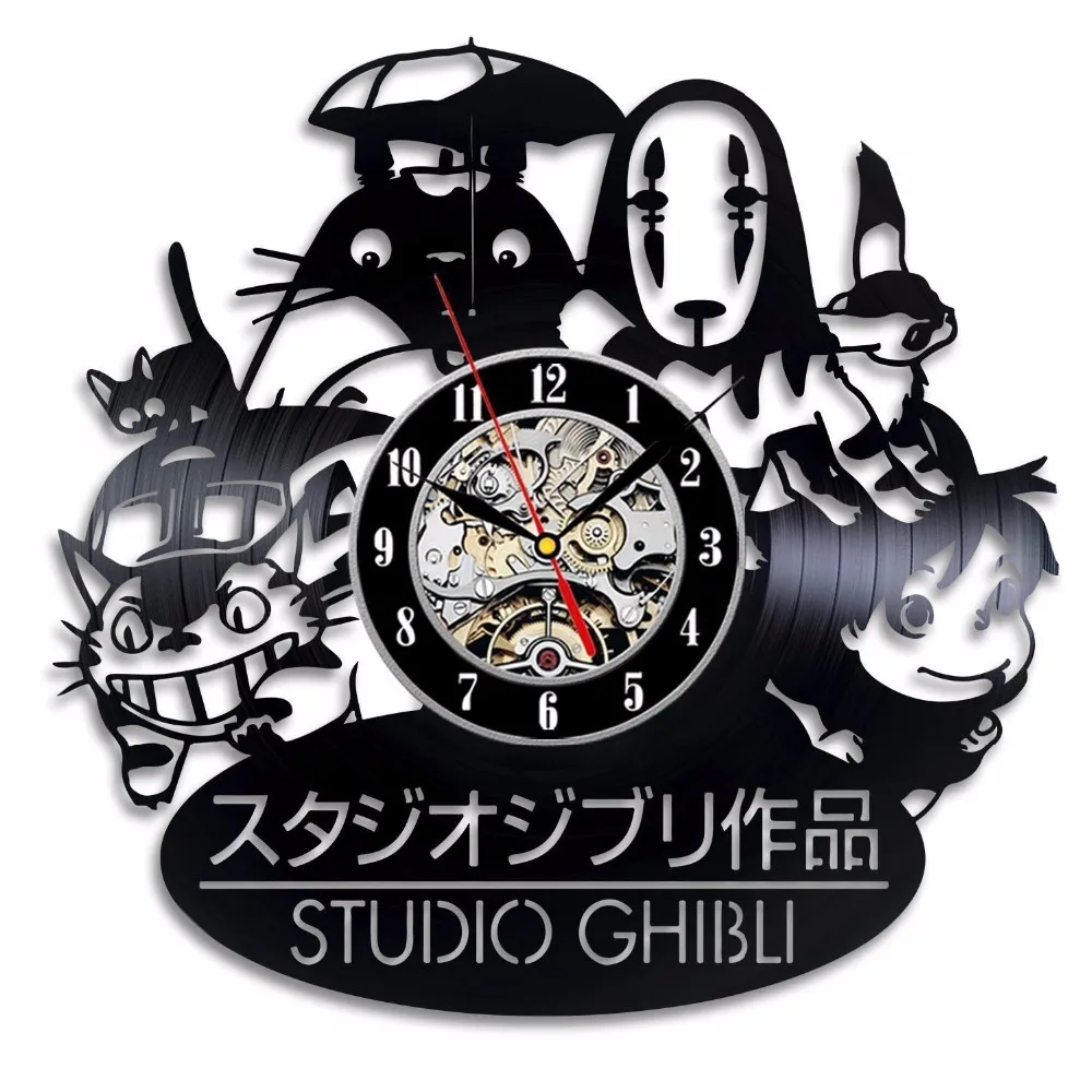 

Studio Ghibli Anime Gift Vinyl Record Wall Clocks Home Decor Art Livingroom Decoration Accessories Wall Clock