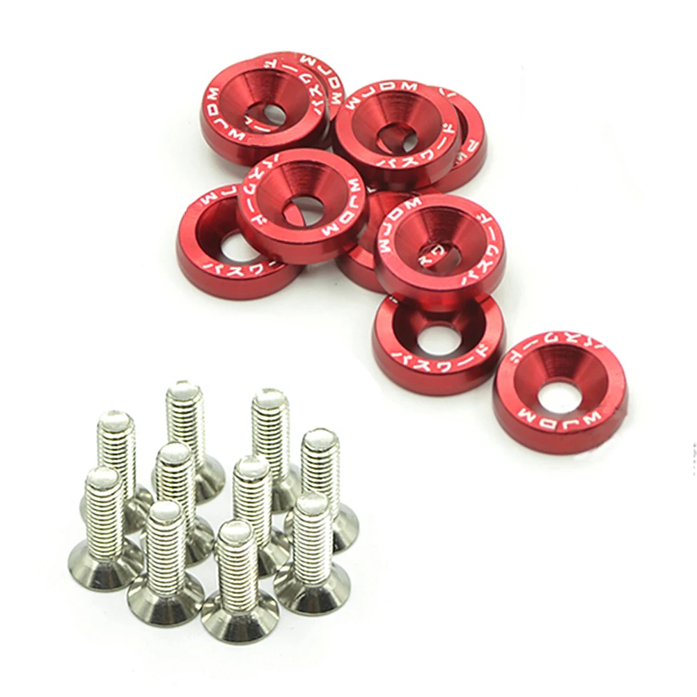 

new 10PCS M6x20 Car Universal Modification JDM Sticker Stickers Password Fender Washer License Plate Bolts Auto Accessaries
