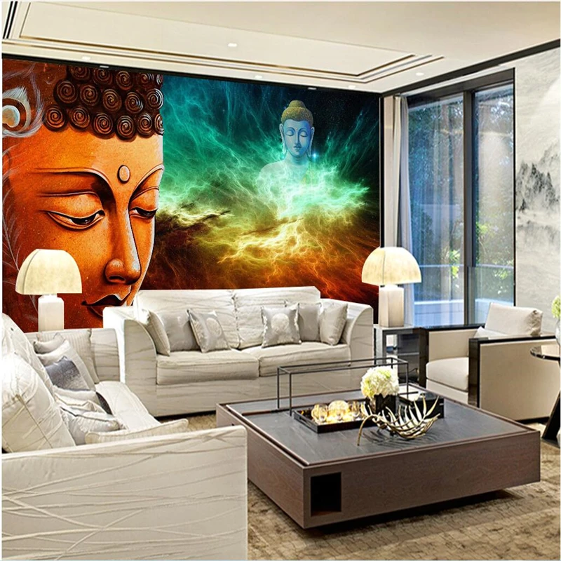 

beibehang Large custom mural wallpaper photos any size Buddha margin Zen new Chinese style lounge sofa TV backdrop wallpaper