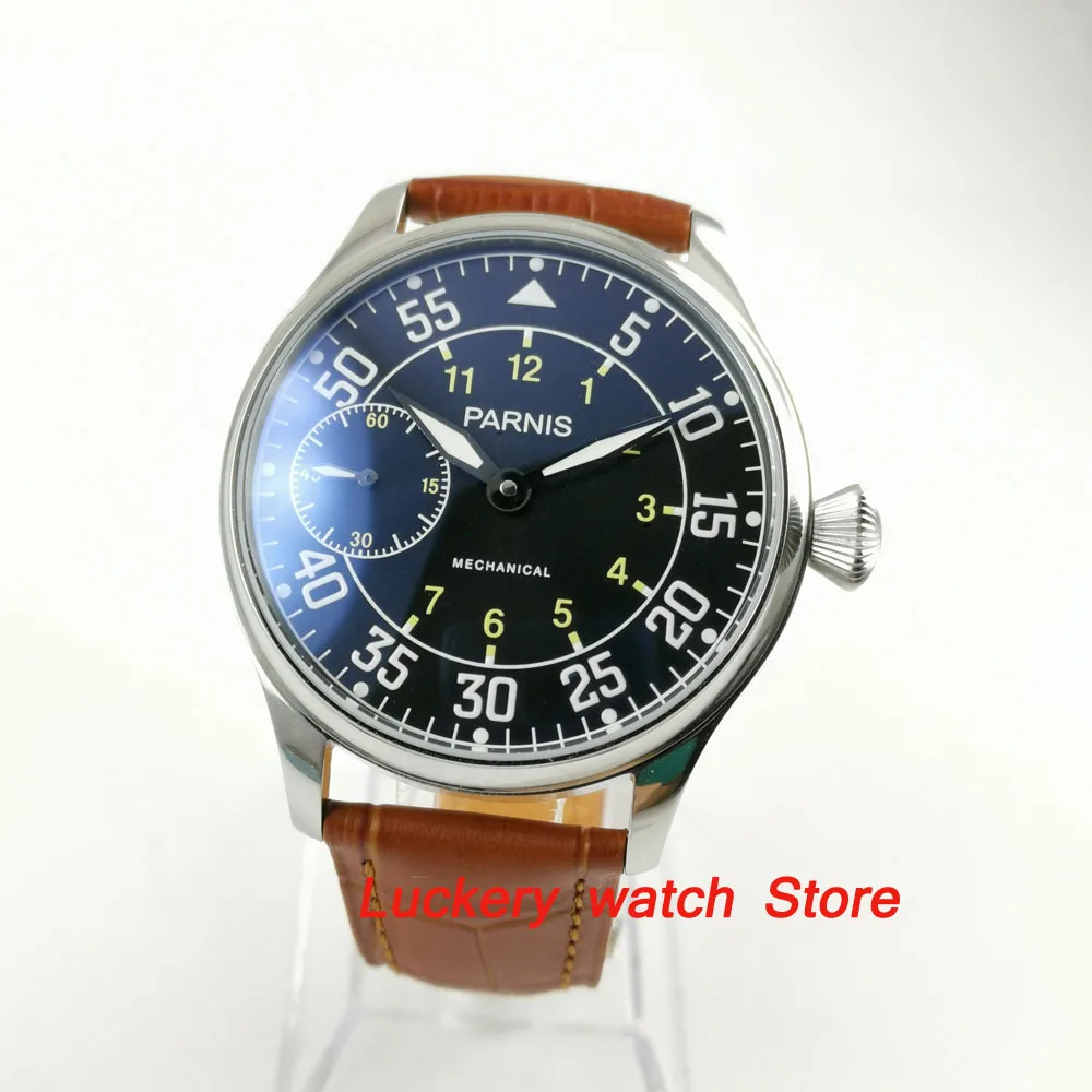 Vintage 44mm parnis classic mechanical men s watch luminous 17 jewels 6497 hand winding movement wrist watch PM16
