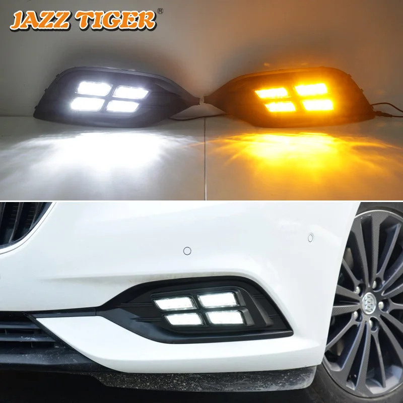 

JAZZ TIGER 2PCS Yellow Turn Signal Function Car DRL Lamp LED Daytime Running Light For Opel Insignia Grand Sport 2017 2018