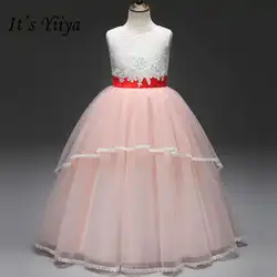 Это yiiya Горячая Мода красный пояс для девочек в цветочек платья без рукавов с круглым вырезом лоскутное платье для девочек B007