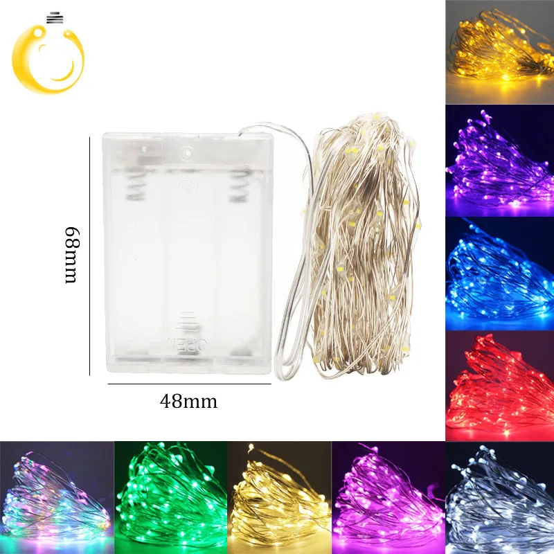 LED String lights 10M 5M 2M Silver Wire Fairy light Christmas Wedding Party Decoration Powered by Battery led Strip | Лампы и