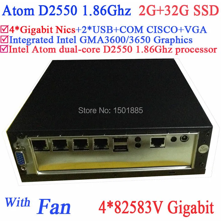 Intel ATOM D2550 Dual Core 1 86Ghz Small Desktop Firewall Server with 2G RAM 32G SSD
