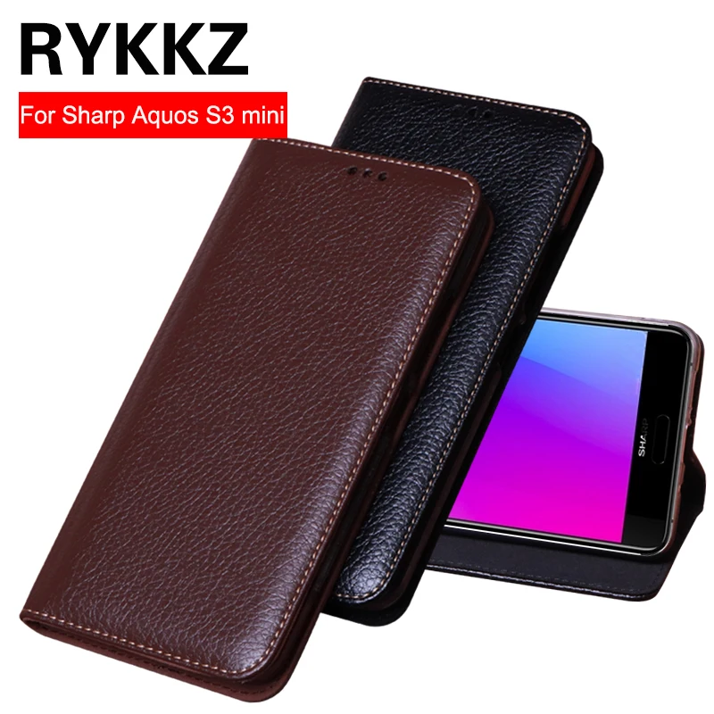 Роскошный кожаный флип чехол RYKKZ для Sharp Aquos S3 Mini защитный FS8018 бесплатная
