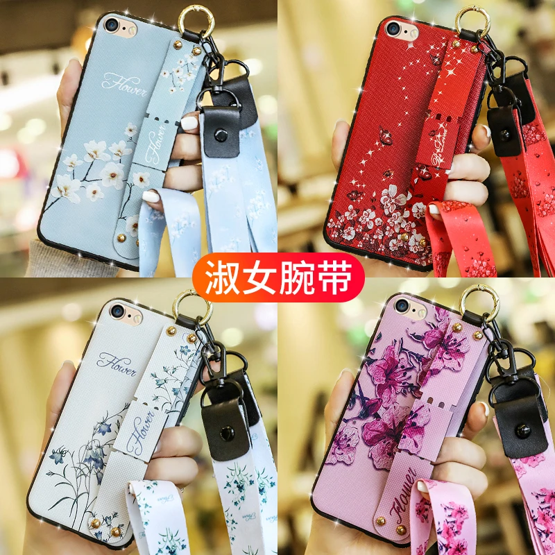 

For iPhone 8 Plus Cover Holder Case for iPhone 6 6S 7 Plus X XS MAX XR Diamond Bling Wrist Band Soft Phone Cases with Lanyard