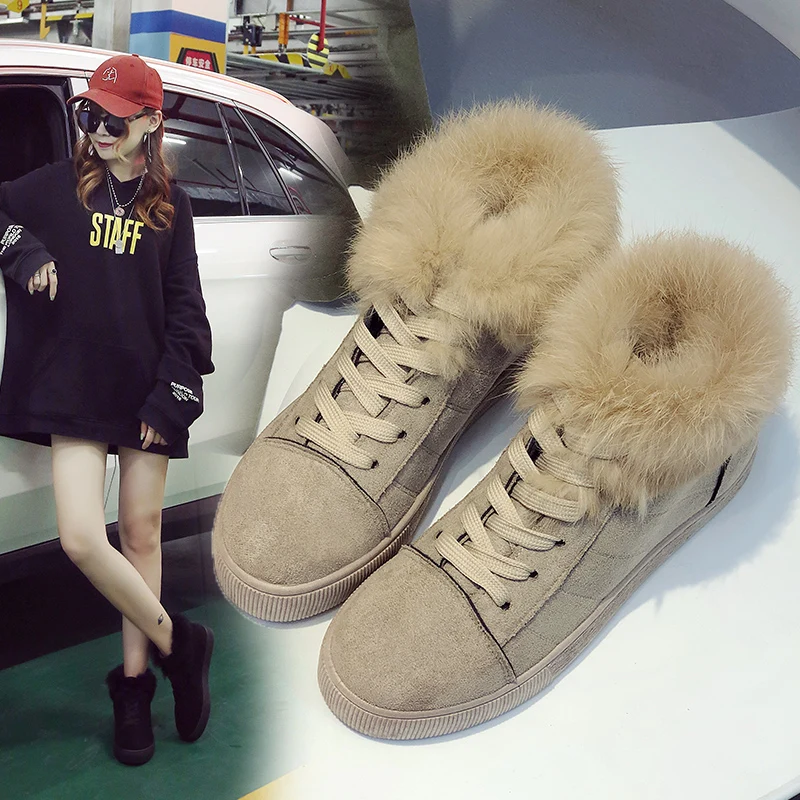 

Women Boots 2018 Ladies Winter Shoes Artificial Fur for Women Snow Ankle Boots Fashion Warm Female Sneaker for Woman Bot Shoes