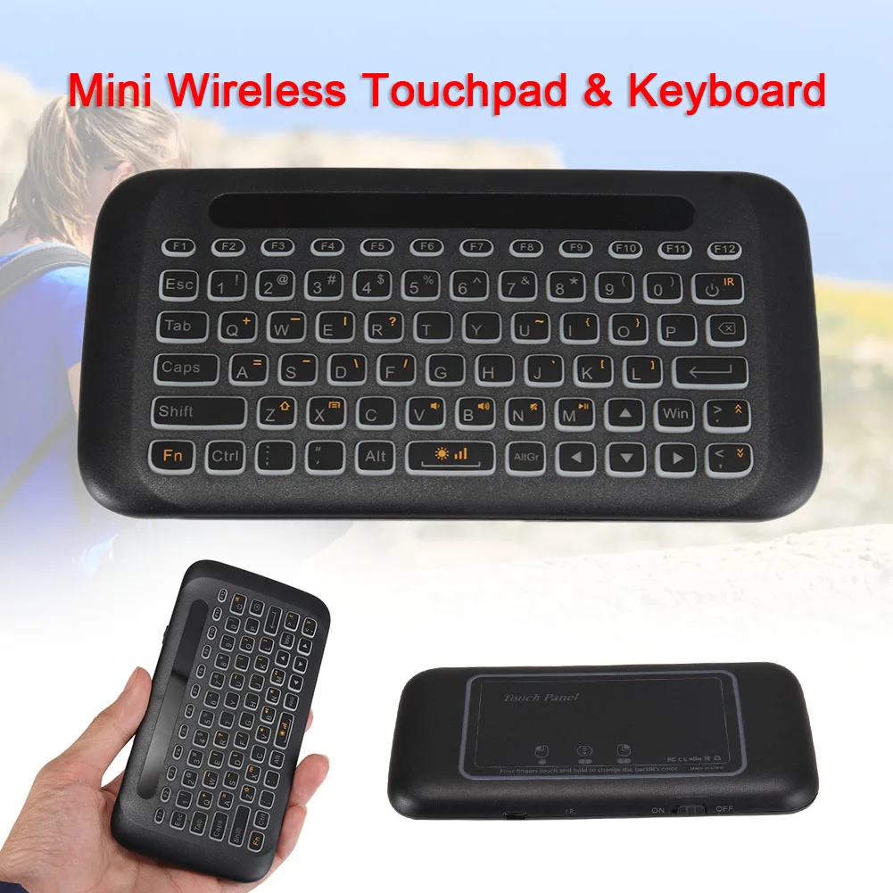 

Wireless Keyboard Double-sided Mini 2.4G Full Screen USB Backlight Remote Control OD889