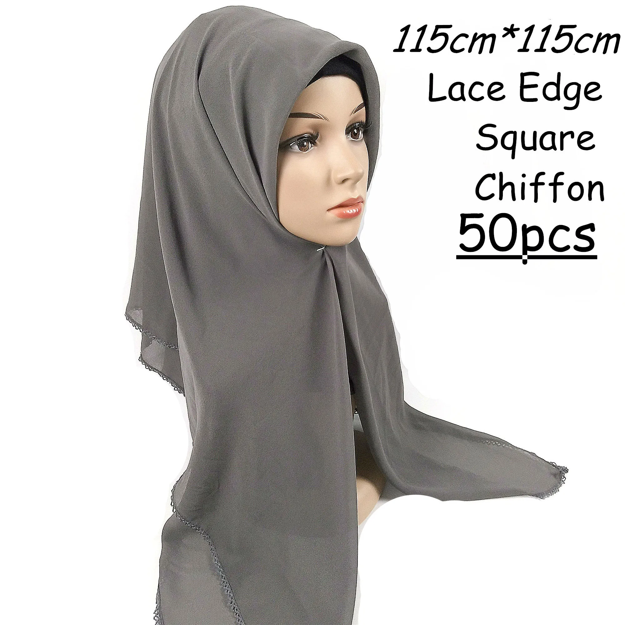Quente a Venda Escolher as Cores Alta Qualidade Lace Praça Bolha Chiffon 115*115 Centímetros Envoltório Hijab Mulheres Xales Cachecóis Cachecol Pode w6 50pcs