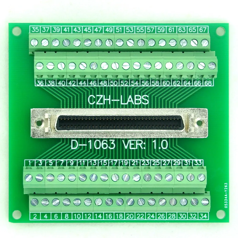 68-pin 0,05 "Мини D лента/MDR Женская Breakout плата, SCSI, терминальный модуль