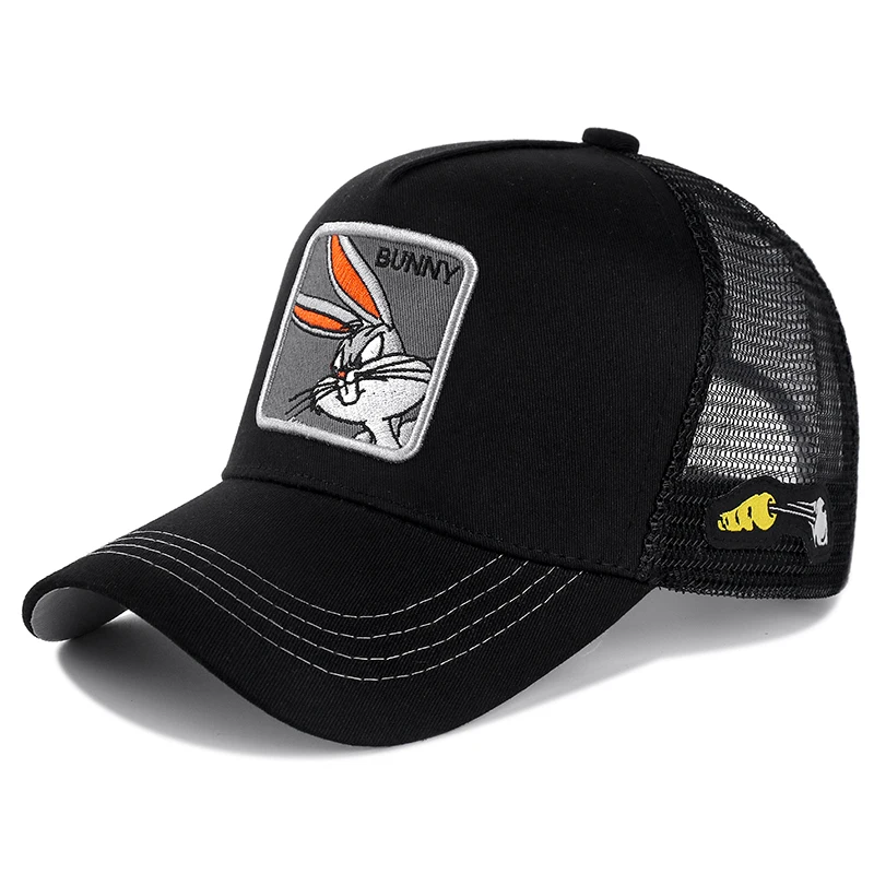 

New Summer Mesh Baseball Cap Anime Cartoon Snapback BUNNY Embroidered Drawing Cap For Women Men Truck Driver Hat Dropshipping