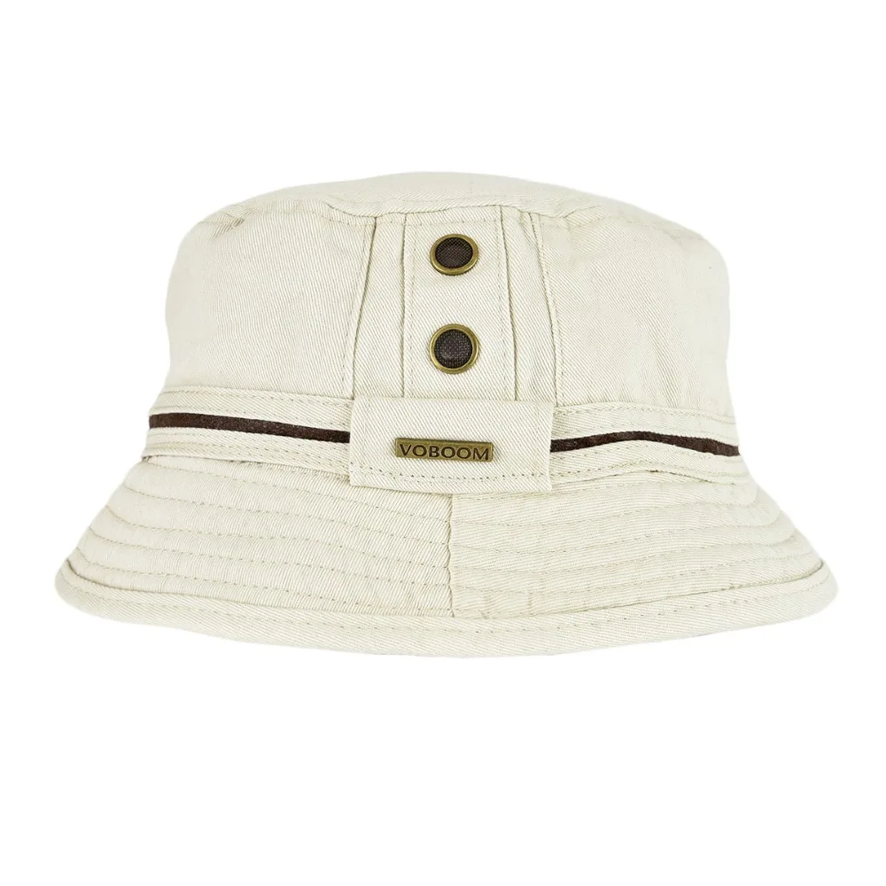VOBOOM летняя бежевая мужская шляпа-Панама простая однотонная с широкими полями саржа хлопок Boonie Giggle шляпы люверсы солнцезащитные кепки 102