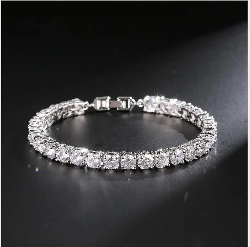 

Shiny Clear CZ Zirconia 5MM Tennis Bracelet & Bangles For Women Rose Gold Color Flower Round Shape Girl Gift Jewelry BP051