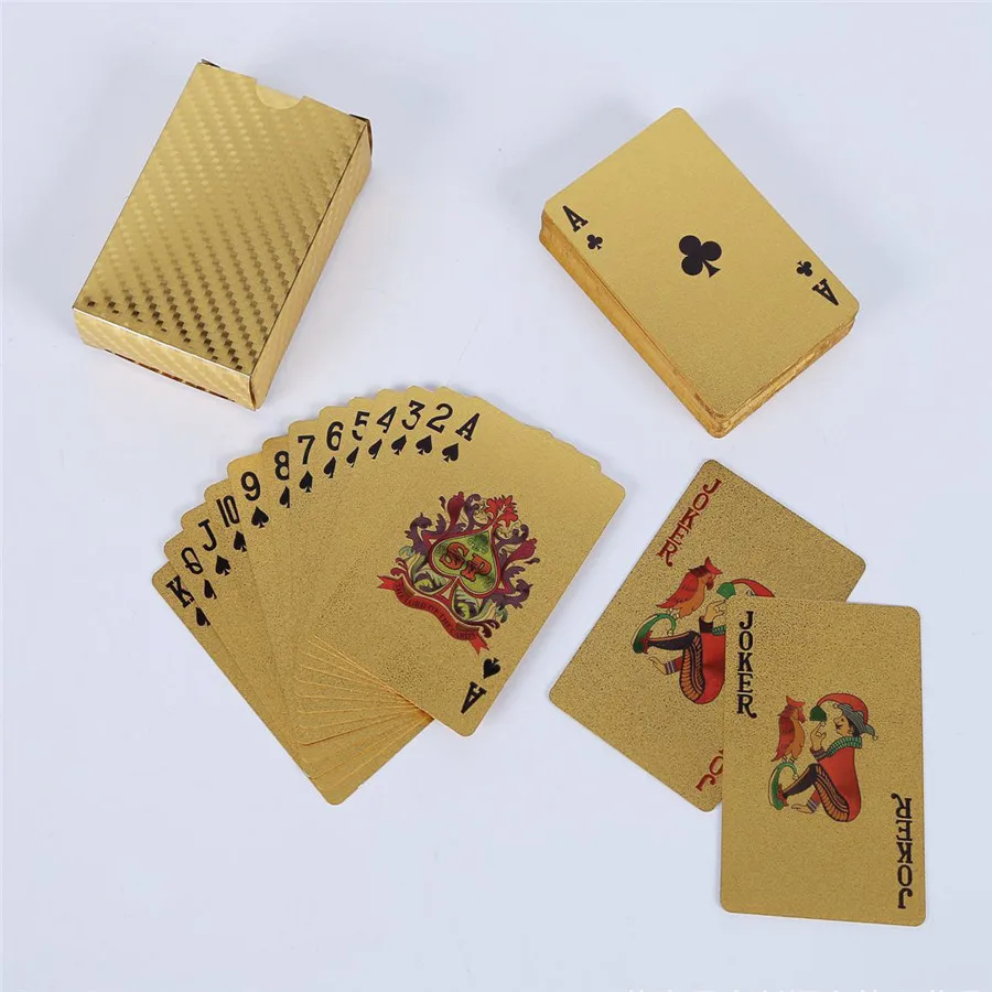 24K Golden Playing Cards Poker Game Deck Gold Foil Durable Poker Card Set Creative Gift (5)