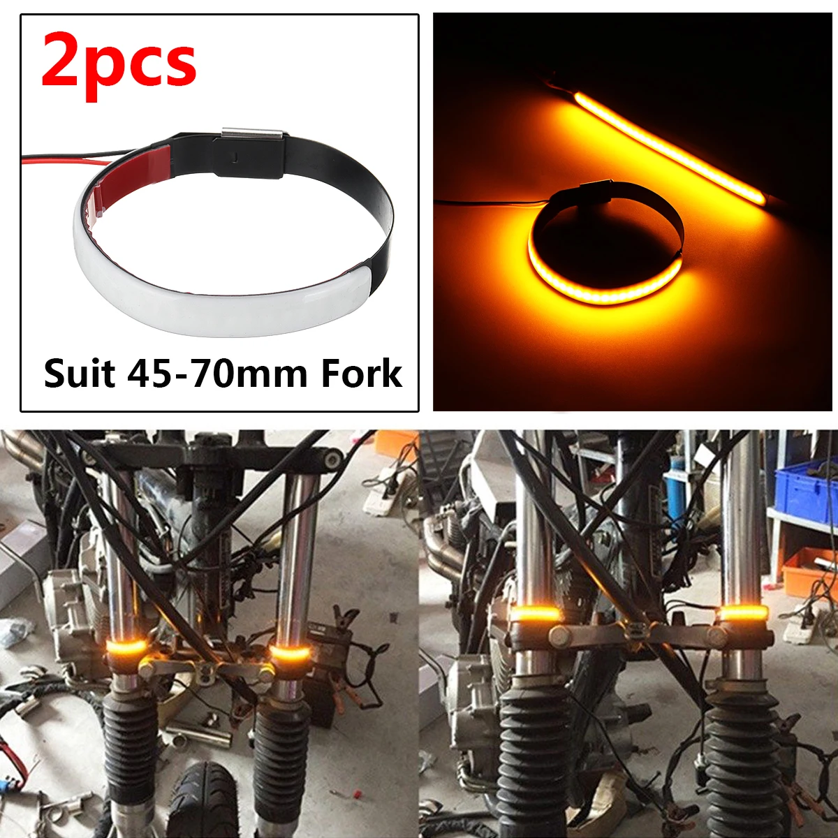

2Pcs 12V Universal Motorcycle Amber LED Strip Light 25.2cm Waterproof Turn Signal Motorcycle Signal Lamp