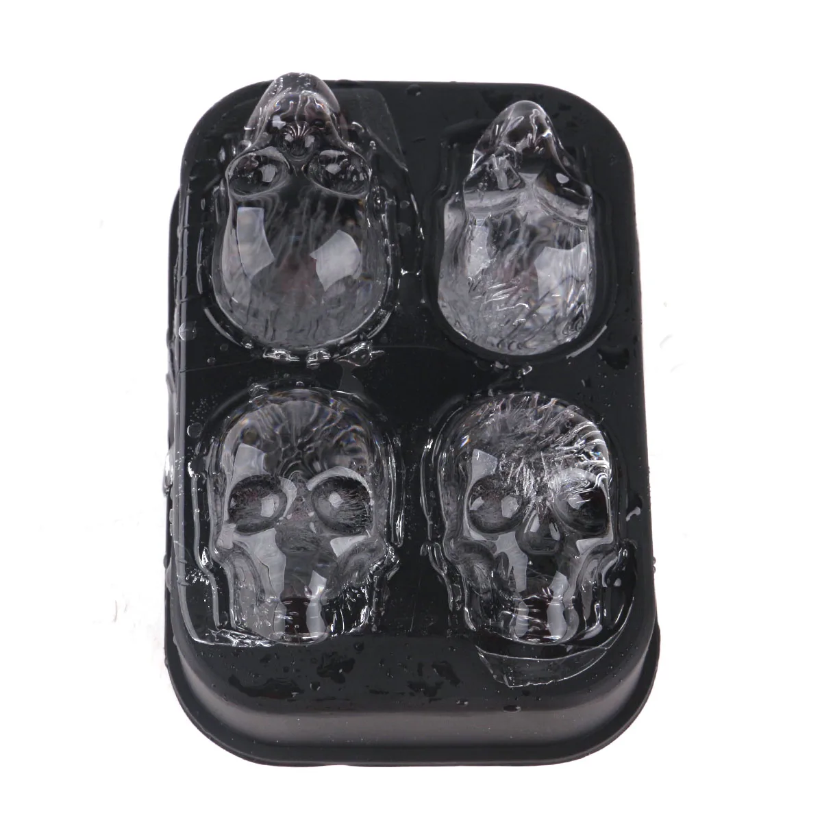 

4 Grids 3D Skull Head Ice Cube Mold Halloween Skull Shaped Whisky Wine Ice Cube Tray Maker Chocolate Mould Bar Party Supplies