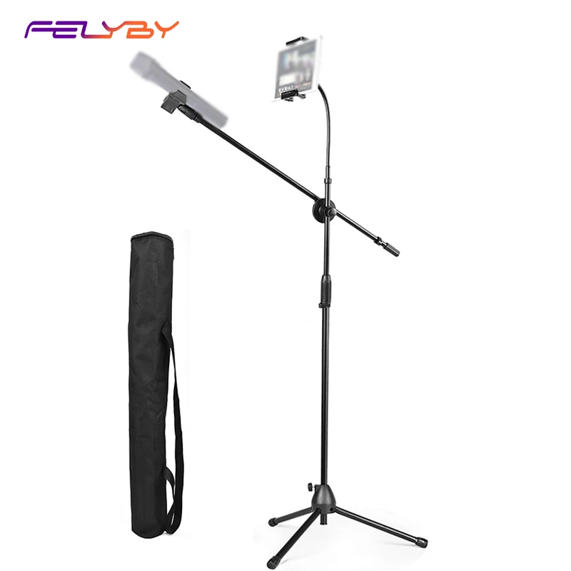 FELYBY 2 в 1 микрофон Регулируемая портативная Поворотная стойка напольная