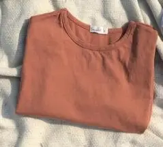 Корейский стиль из чистого хлопка для девочек сплошной цвет футболки с короткими рукавами детские свободные универсальные футболки От 1 до 6 лет - Цвет: Красный