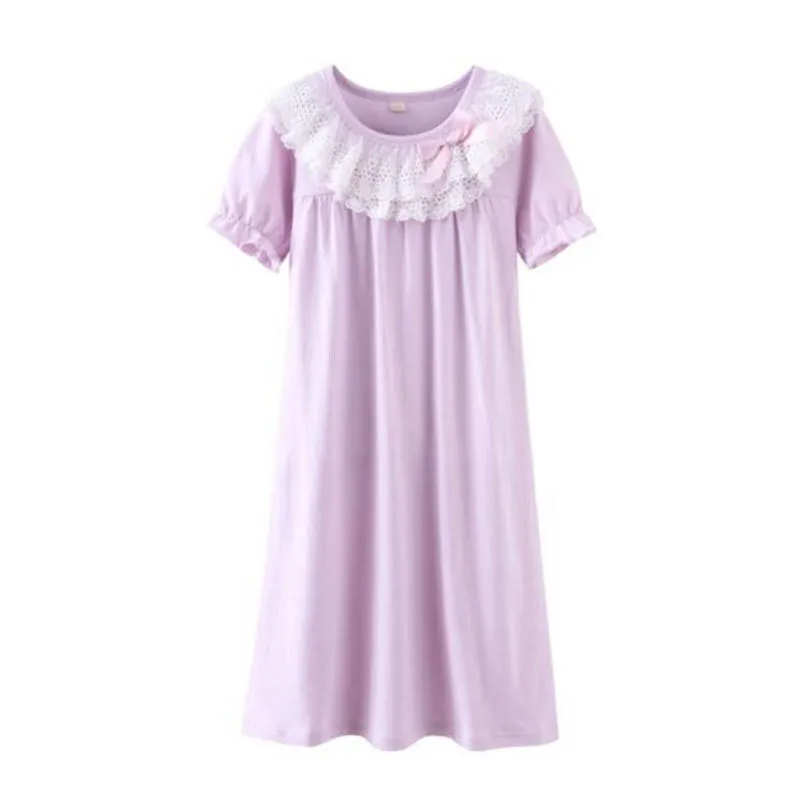 110 до 170 см хлопок Девочки ночные рубашки в году, летняя Домашняя одежда Детский банный халат, подростковые пижамы, платье Детская одежда для сна принцессы
