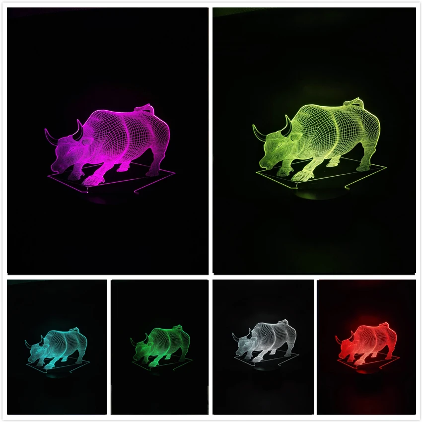 

Creative 3D Illusion Cattle LED Night Lights USB Colorful Gradient Home Art Table Lamp Decor Child Kids Man Xmas New Year Gifts