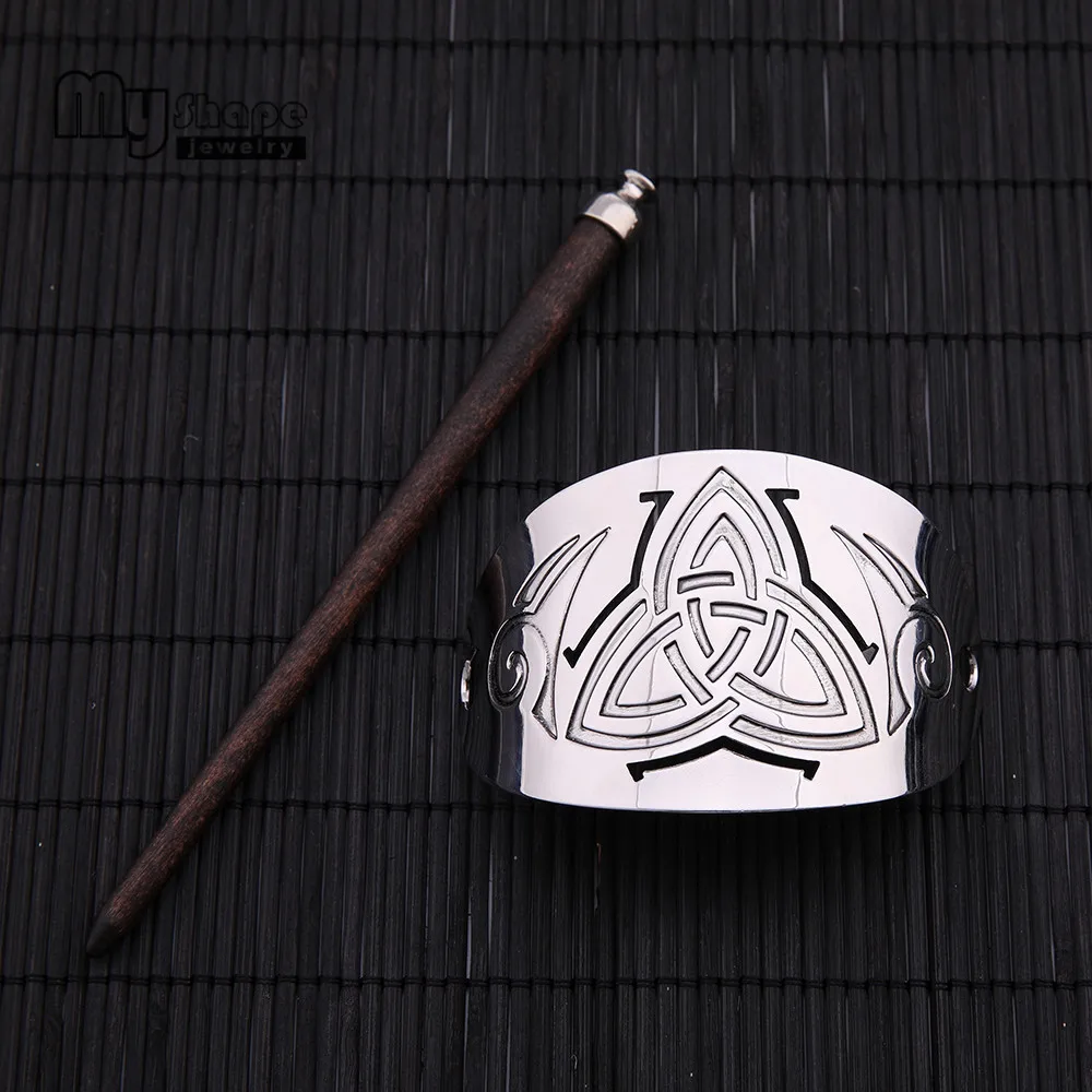 My shape Viking Ювелирная заколка овальная троица палочки для волос Valknut заколки для волос держатель для волос серебристого цвета аксессуары для волос