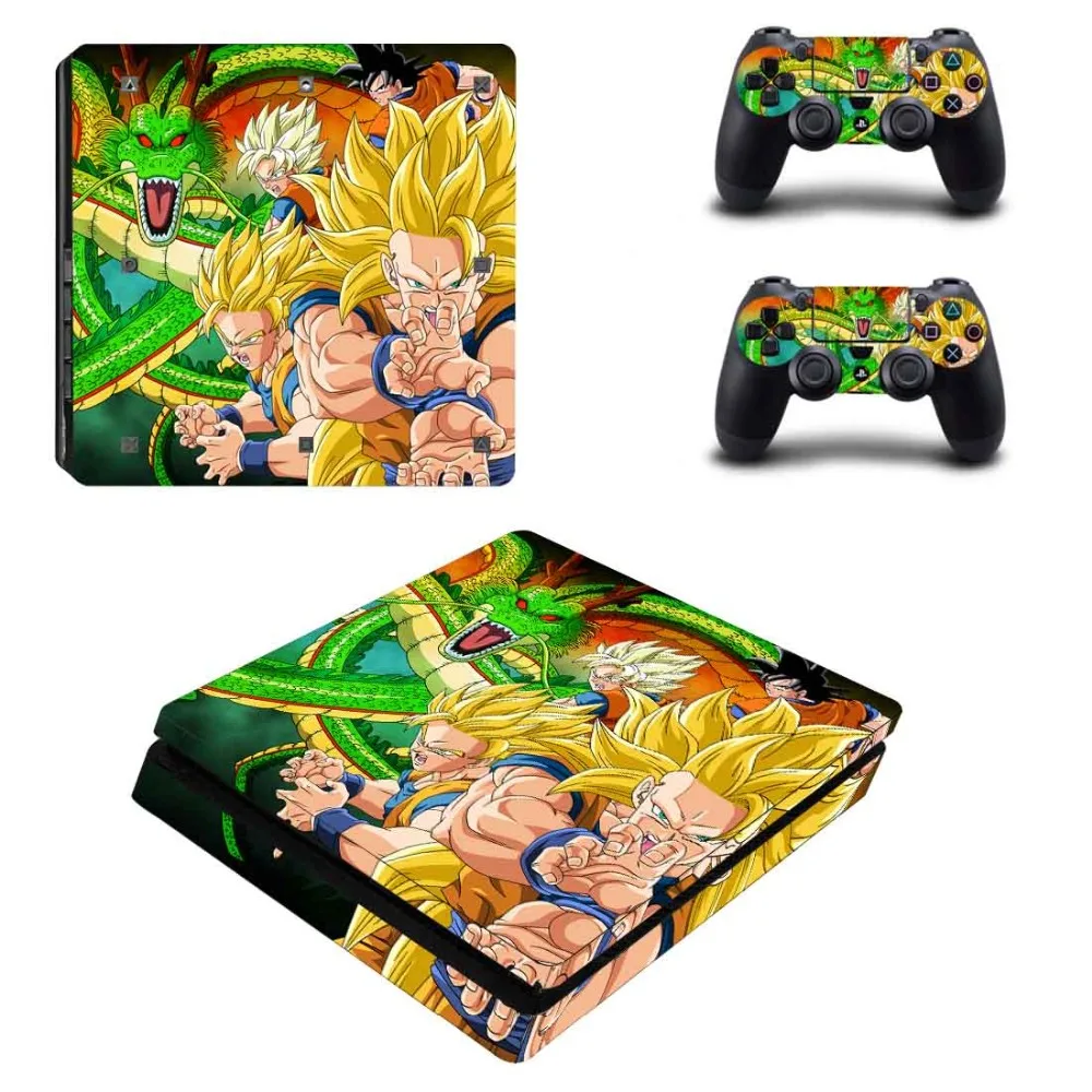 PS4 Slim Dragon Ball Z кожи Стикеры наклейки предназначен для Playstation4 Slim консоли и 2 контроллера