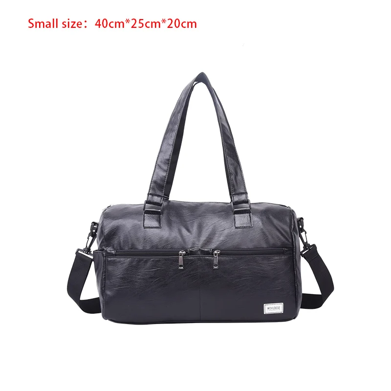 Small Black Fashion Pu Leather Waterproof Travel Bag Women Large Capacity Suitcase Luggage Bag Men Fitness Training multi-function Handbag - Цвет: Small Black