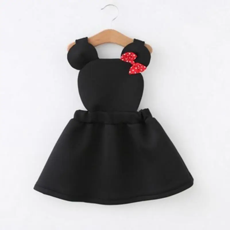 

Hot Sale Vest Kids 2019 New Girl Bow Air Layer Dresses Girls Straped Cartoon Minnie Dress Children Casual Clothing