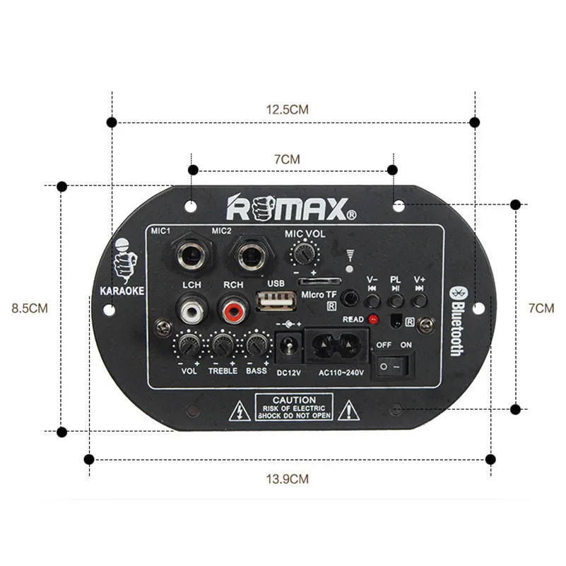 Двойной микрофон входы аудио Bluetooth усилитель платы моно сабвуфер FM звуковой миксер DIY караоке-миксер для 3-6 дюймовый басовый динамик