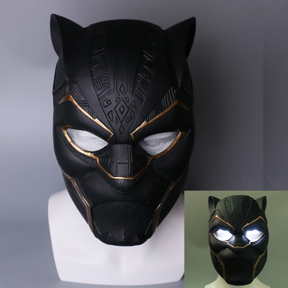 2018 новый золотистый и черный пантера светодиодный шлем Avengers black Panther маски супергероя светодиодный шлем Хэллоуин вечерние реквизит