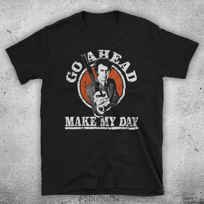 

Drop Shipping Inspired By Dirty Harry Go Ahead Make My Day Clint Eastwood Action Film Unofficial Mens T-Shirt Fashion T Shirt