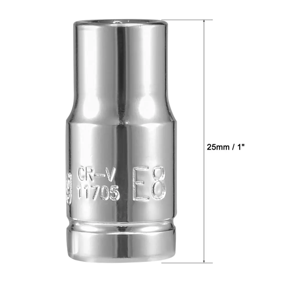 UXCELL-2  1/4 ġ ̺ E8 ܺ Torx   ũ ġ, Torx   E  ̹ Cr-V ƿ 
