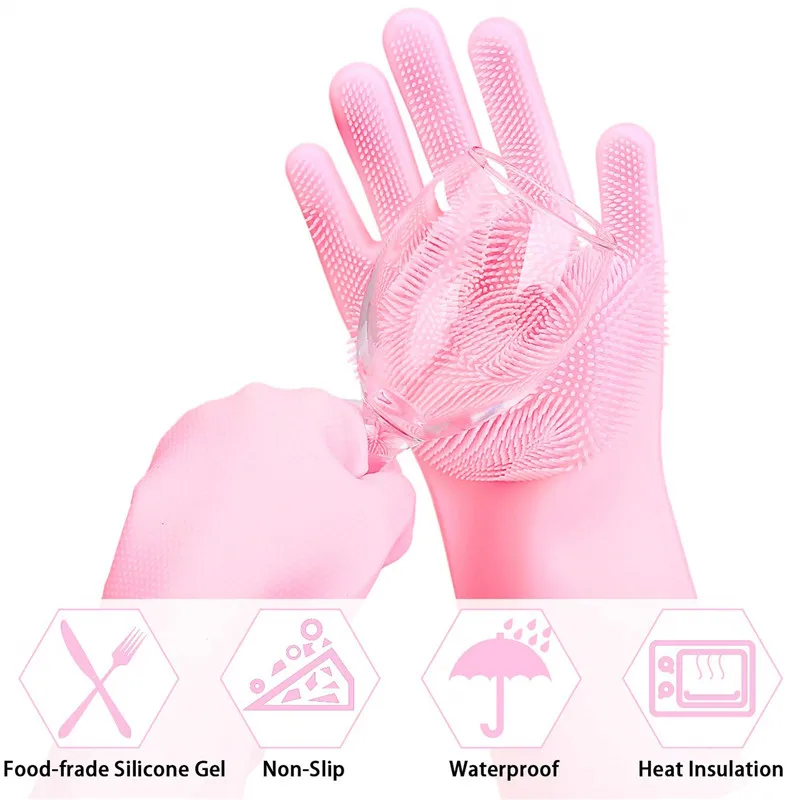 Magic Silicone Scrubber Rubber Cleaning Gloves Kitchen Accessories Dishwashing Scrubbing Gloves Tools for Cleaning Car Pet Brush10