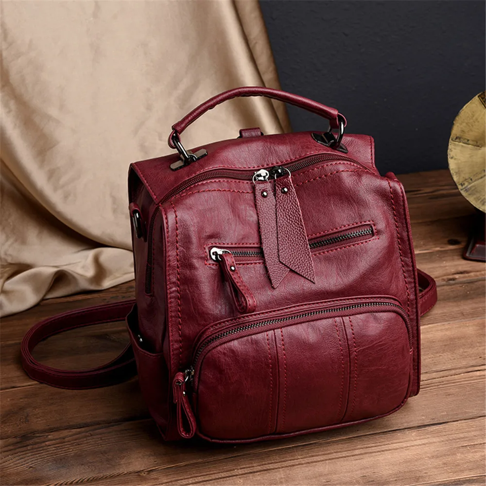 Multifunctio mujeres mochilas de cuero de viaje bolso de hombro Mochila de alta calidad mujeres bolso de escuela Mochila niña Mochila Multifunctio mujeres mochilas de cuero de viaje bolso de hombro Mochila de alta calidad mujeres bolso de escuela Mochila niña Mochila