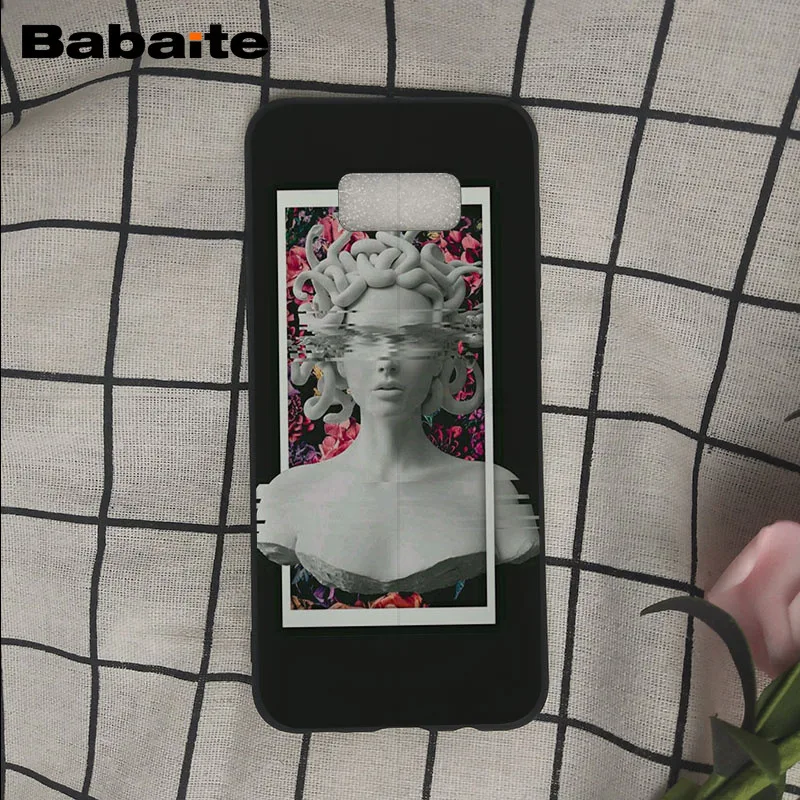 Чехол для телефона Medusa Vaporwave Glitch Art с изображением статуи Микеланджело Давида Samsung