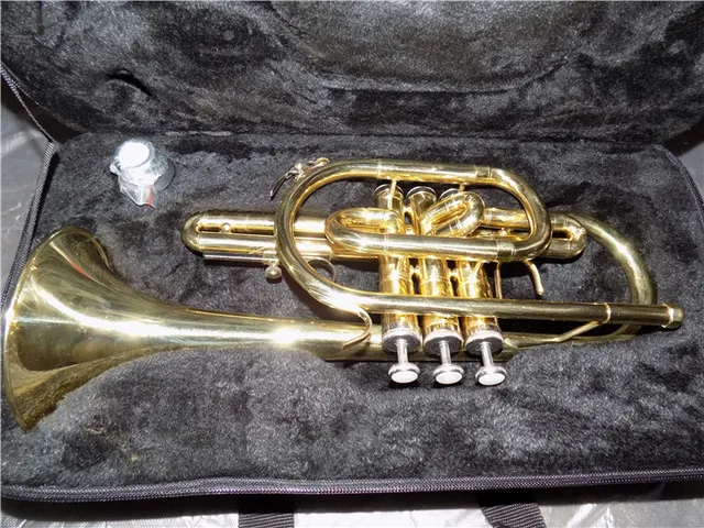 Cheap Brass Cornet in Bb with Hard Case Brass Musical instruments Free shipping Factory Supply