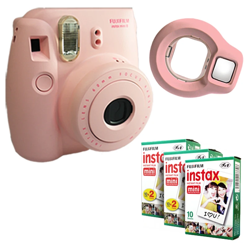 Fujifilm Instax Mini 8 мгновенная камера-розовый+ Fuji белый край 50 пленка+ объектив крупным планом-розовый