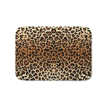 

Leopard Pattern Bath Mat 17" x 24"Pattern Fleece Rug Anti-Slip Doormat Home Decor