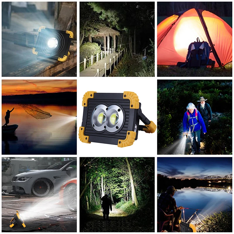 Lâmpada de Trabalho Portátil para Camping Luz de Emergência 100 w Cob 4 modo Led Lanterna Portátil à Prova d' Água Holofote Recarregável Holofotes 4 100 w cob lâmpada de trabalho led