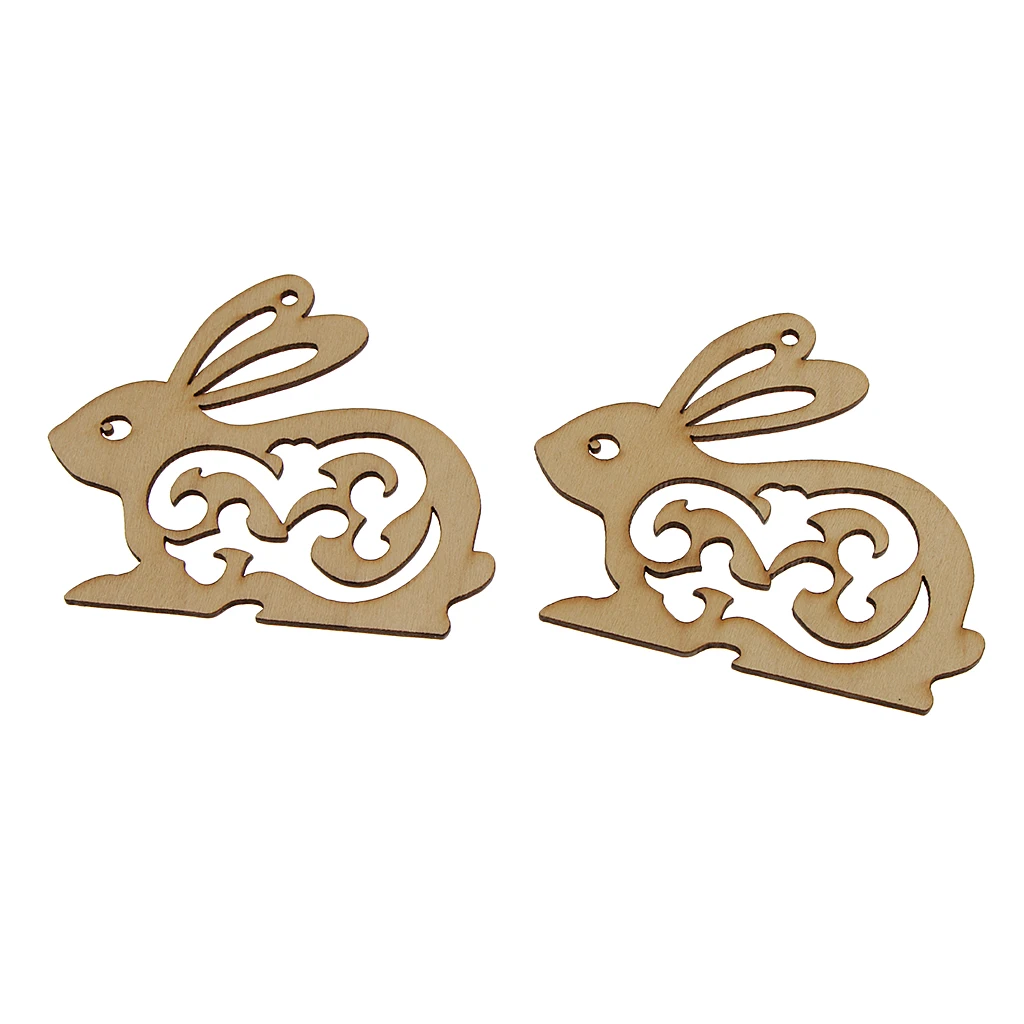 20pcs Unfinished Wood Hollow Rabbit Shape Wooden Embellishments for Kids Crafts DIY Gift Tags