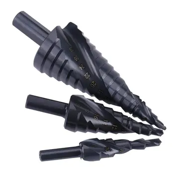 

3PCS HSS Spiral Grooved Triangle Shank Center Step Drill Bit Drilling Power Tools for Metal Drill Hole Cutter Cone Drill bit