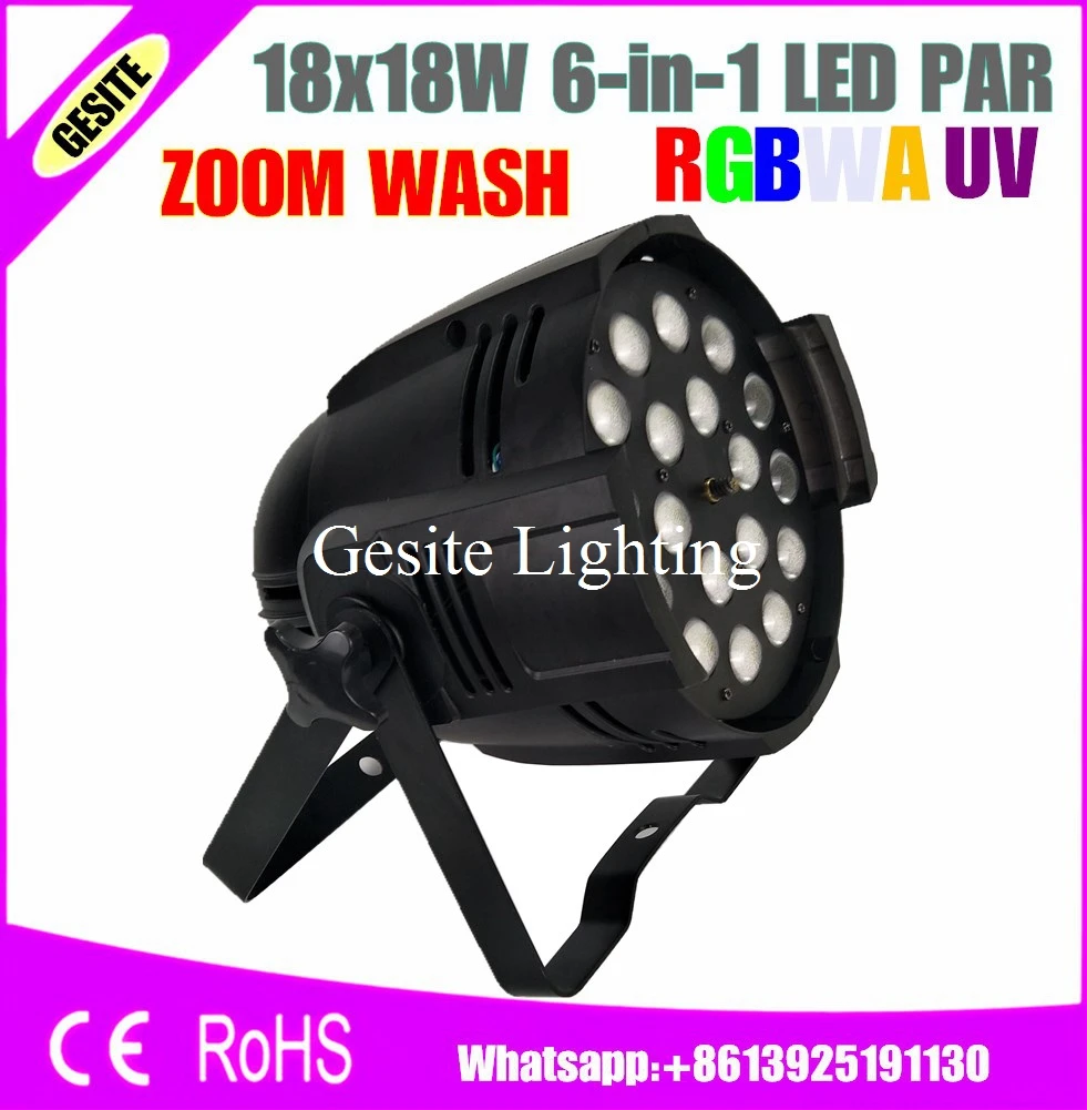2 шт./лот 18 шт * Вт 6 в 1 RGBWA + UV LED PAR свет с зумом | Лампы и освещение