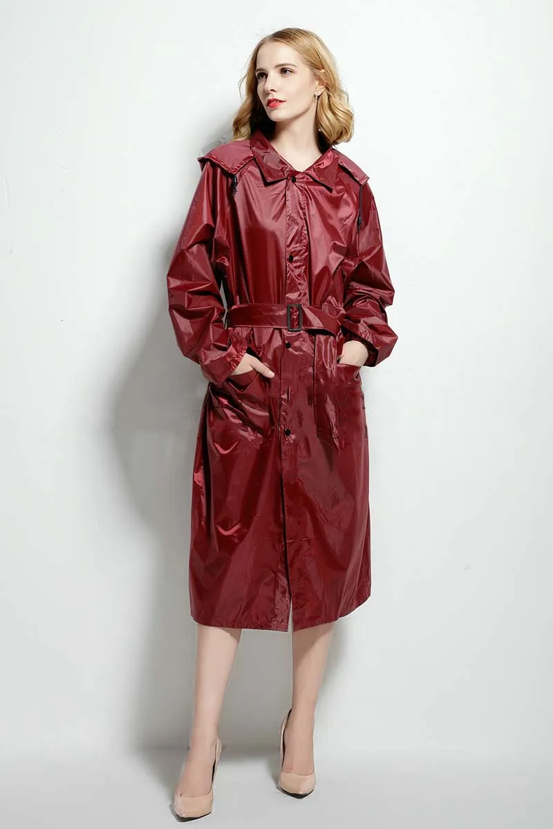 red raincoat with hood